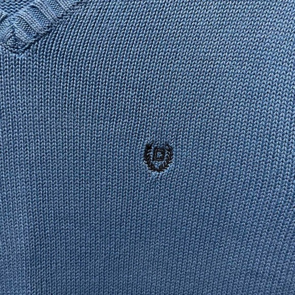 plain blank Blue chaps long sleeve V-neck small chest logo sweater sweatshirt - Picture 2 of 8